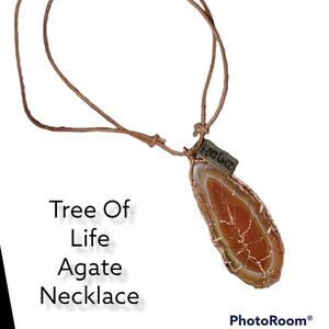 Tree Of Life Agate Pendant Necklace #N24